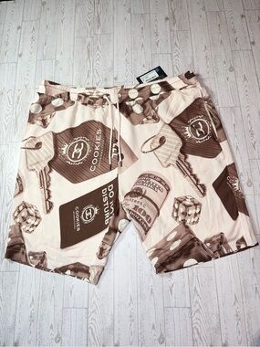 4XL COOKIES BRAND Graphic Print Drawstring Trunks/Shorts - Brown & Cream